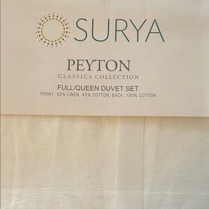 Surya Peyton Classics Full/Queen Duvet Set in Natural Cream